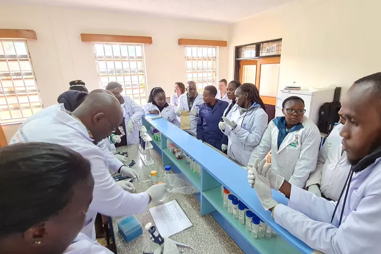 Trainees in the lab at Moi University